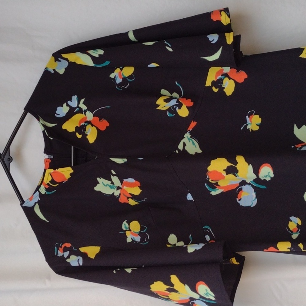 Vintage Mod Puritan Forever Young Black Floral Maxi Empire Dress L - Picture 5 of 9